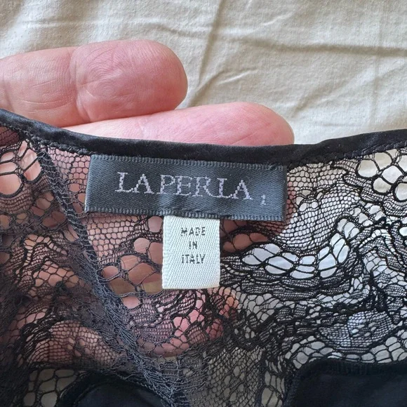 La Perla Black Silk Satin Chemise with Lace Detailing - Picture 3 of 9